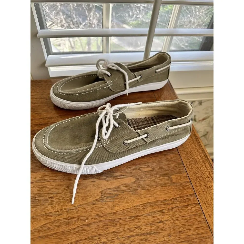 THOM MCAN GRAY CANVAS BOAT DECK MENS Size 9 SHOES
